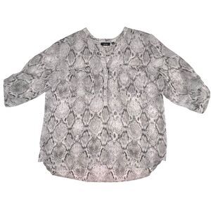Apt 9 Blouse XL Gray Boho Sheer Python Animal Print Lightweight Elegant Top